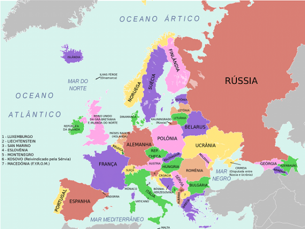 Mapa da Europa: 1000 DC até hoje